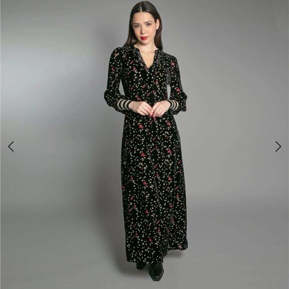 Celestial Print Black Dress with Sash Tie, EUC size Medium - Picture 5 of 5